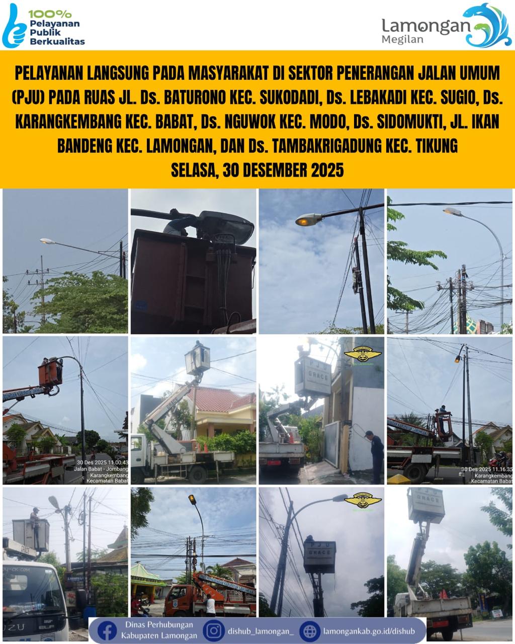 Foto: Pelayanan Langsung pada Masyarakat di Sektor Penerangan Jalan Umum (PJU) di Kecamatan Babat, Lamongan, Tikung, & Modo