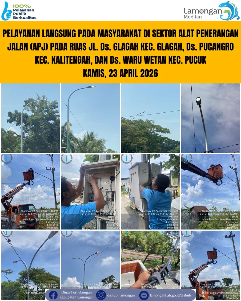 Foto: Pelayanan Langsung pada Masyarakat di Sektor Penerangan Jalan Umum (PJU) di Kecamatan Galagah, Kalitengah, & Pucuk