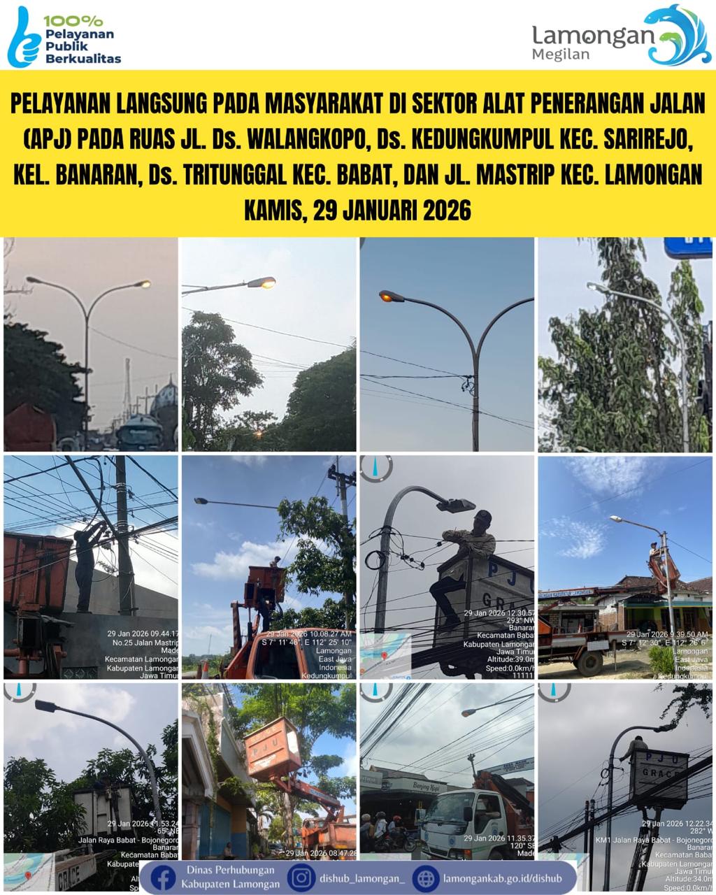Foto: Pelayanan Langsung pada Masyarakat di Sektor Penerangan Jalan Umum (PJU) di Kecamatan Sarirejo, Babat, & Lamongan