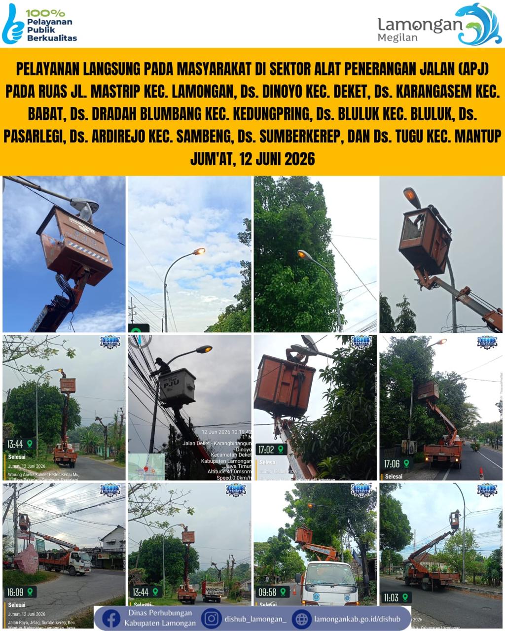 Foto: Pelayanan Langsung pada Masyarakat di Sektor Penerangan Jalan Umum (PJU) di Kecamatan Lamongan, Deket, Babat, Kedungpring, Bluluk, Sambeng, & Mantup