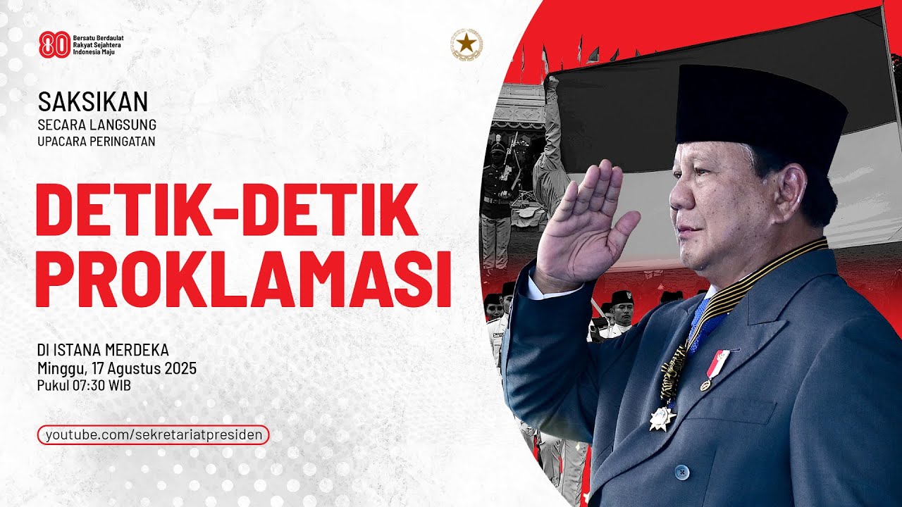 Siaran Langsung Upacara Peringatan HUT ke-80 Kemerdekaan Republik Indonesia Tahun 2025 di Istana Negara