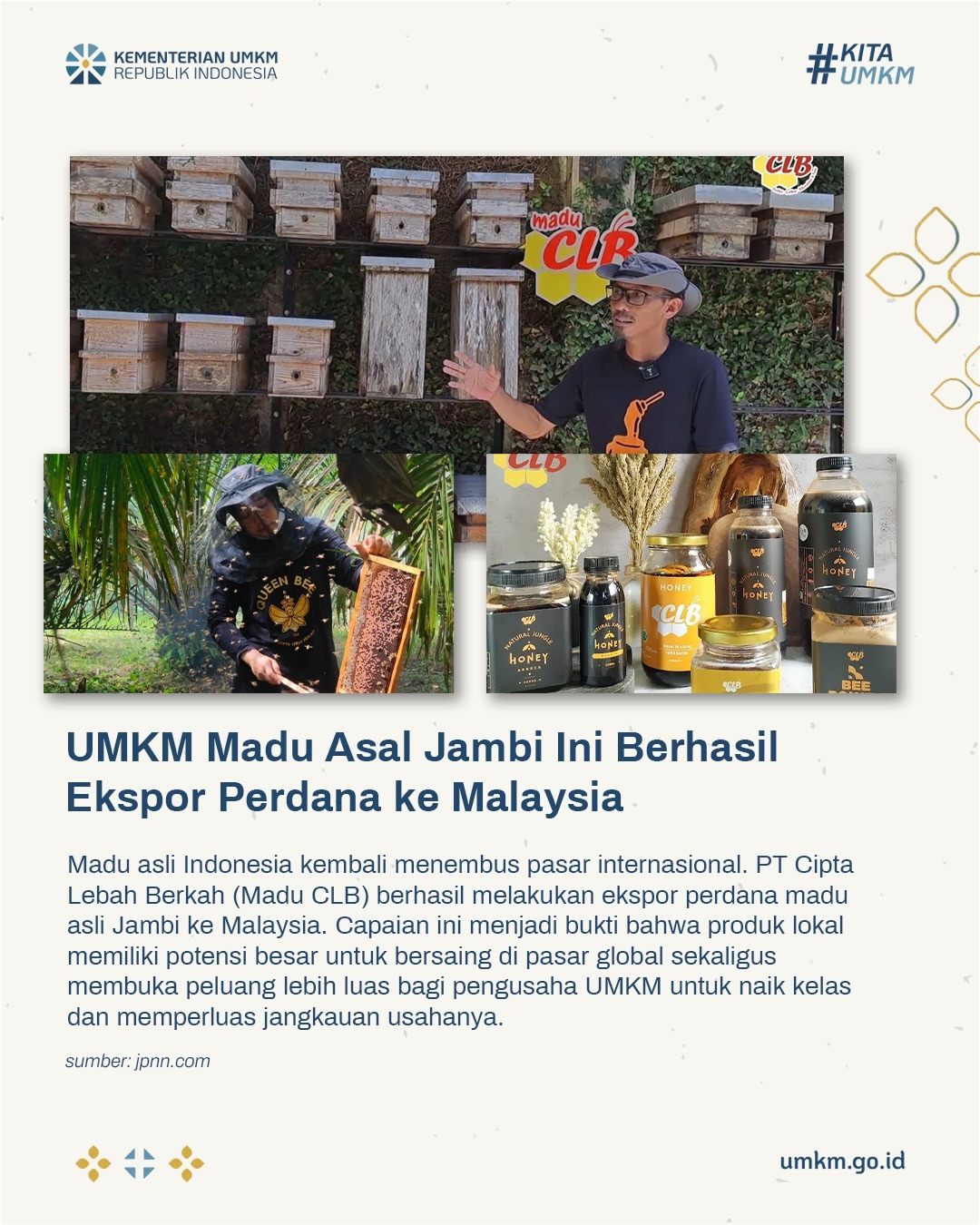 Foto: UMKM Madu Asal Jambi ini Berhasil Ekspor Perdana ke Malaysia