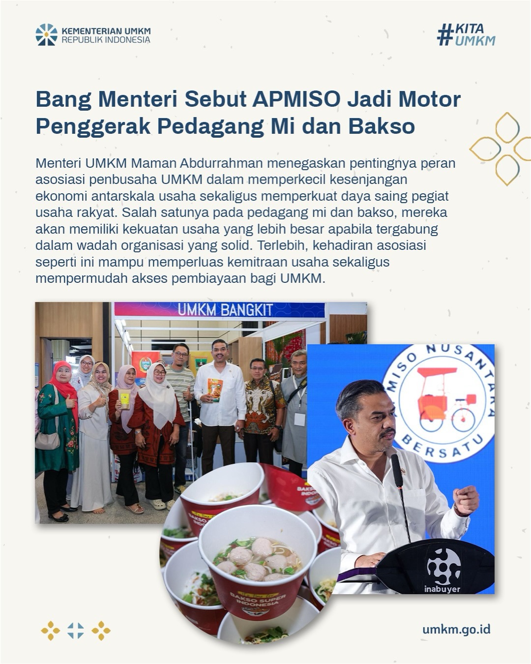 Foto: Bang Menteri Sebut APMISO Jadi Motor Penggerak Pedagang Mi dan Bakso