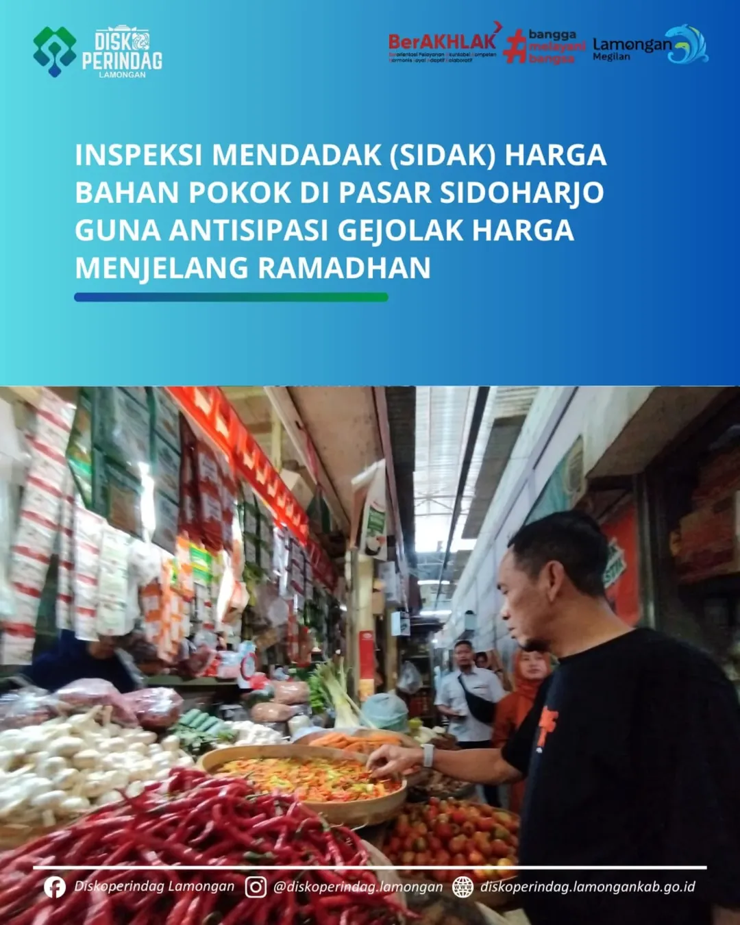 Foto: Inspeksi Mendadak (Sidak) Harga Bahan Pokok di Pasar Sidoharjo Guna Antisipasi Gejolak Harga Menjelang Ramadhan