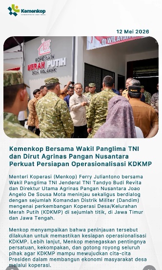 Foto: Kemenkop Bersama Wakil Panglima TNI dan Dirut Agrinas Pangan Nusantara Perkuat Persiapan Operasionalisasi KDKMP