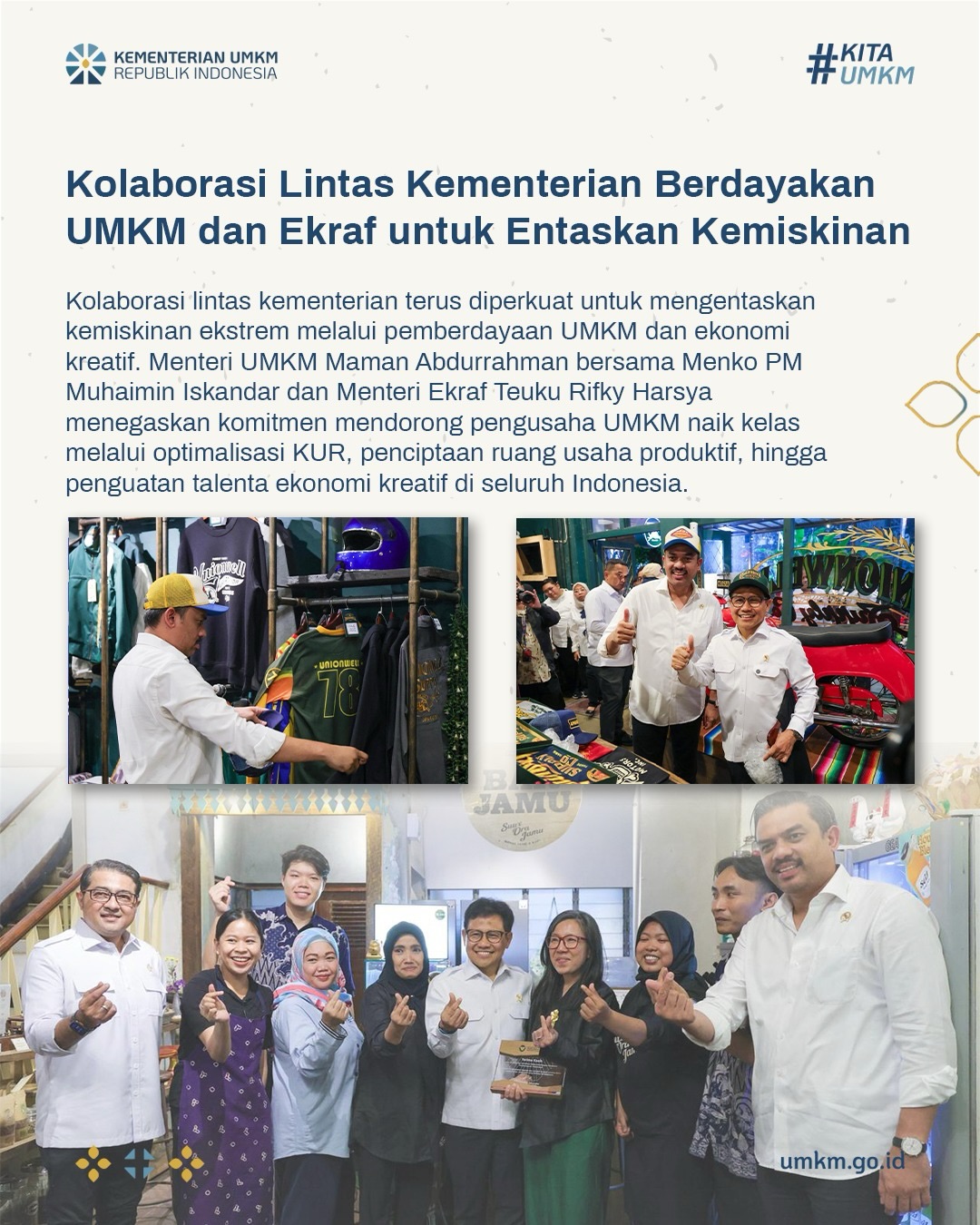 Foto: Kolaborasi Lintas Kementerian Berdayakan UMKM dan Ekraf untuk Entaskan Kemiskinan