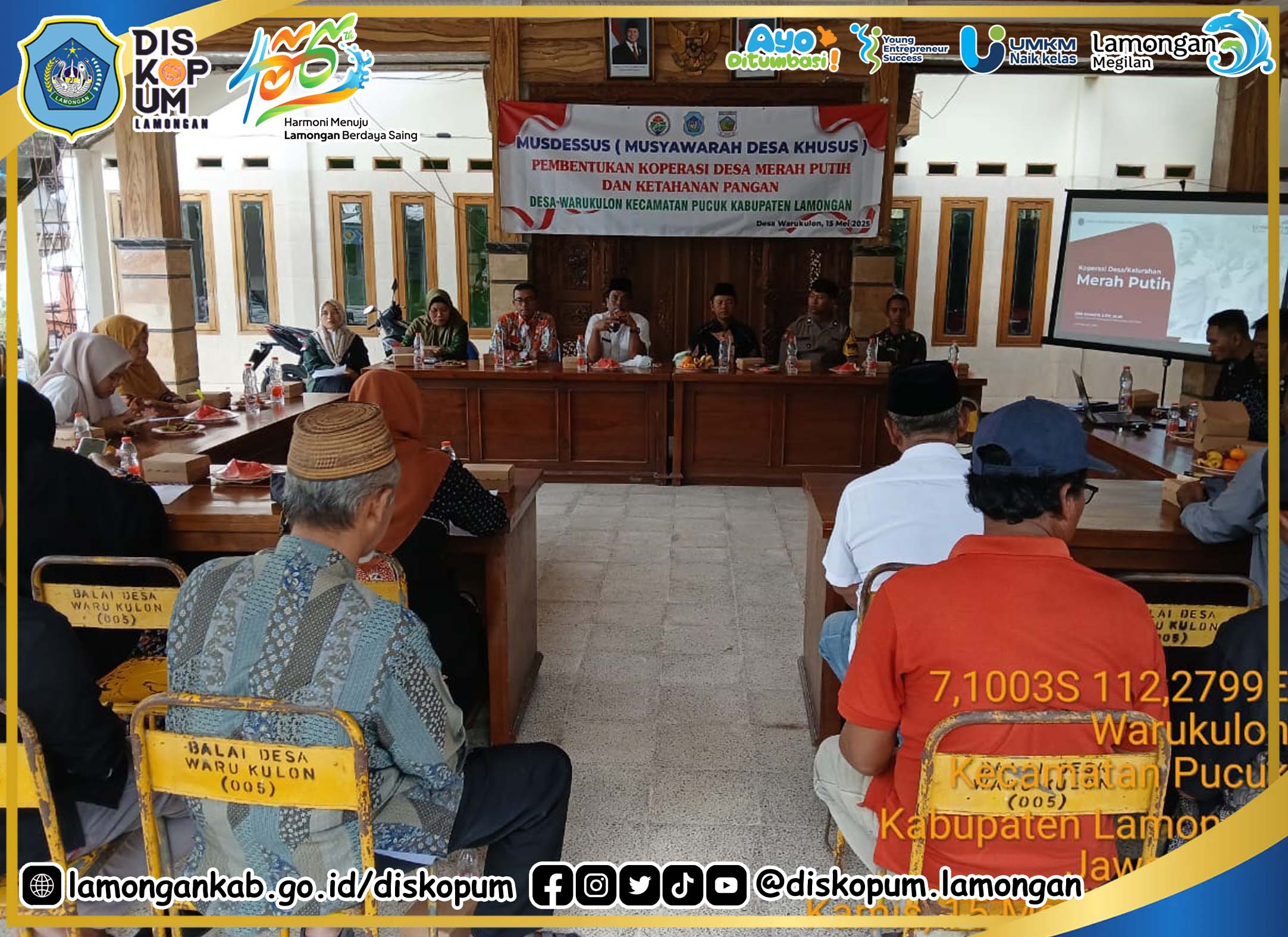 Musdes Khusus Sosialisasi dan Pembentukan Koperasi Desa / Kelurahan Merah Putih Desa Warukulon Kec. Pucuk