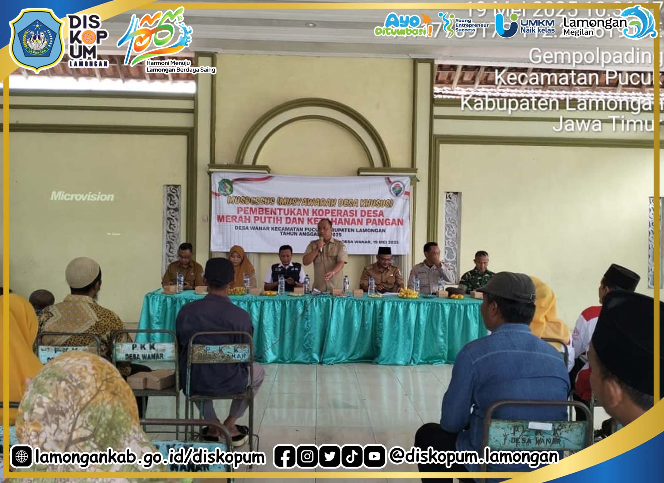 Musdes Khusus Sosialisasi dan Pembentukan Koperasi Desa / Kelurahan Merah Putih Desa Wanar Kec. Pucuk
