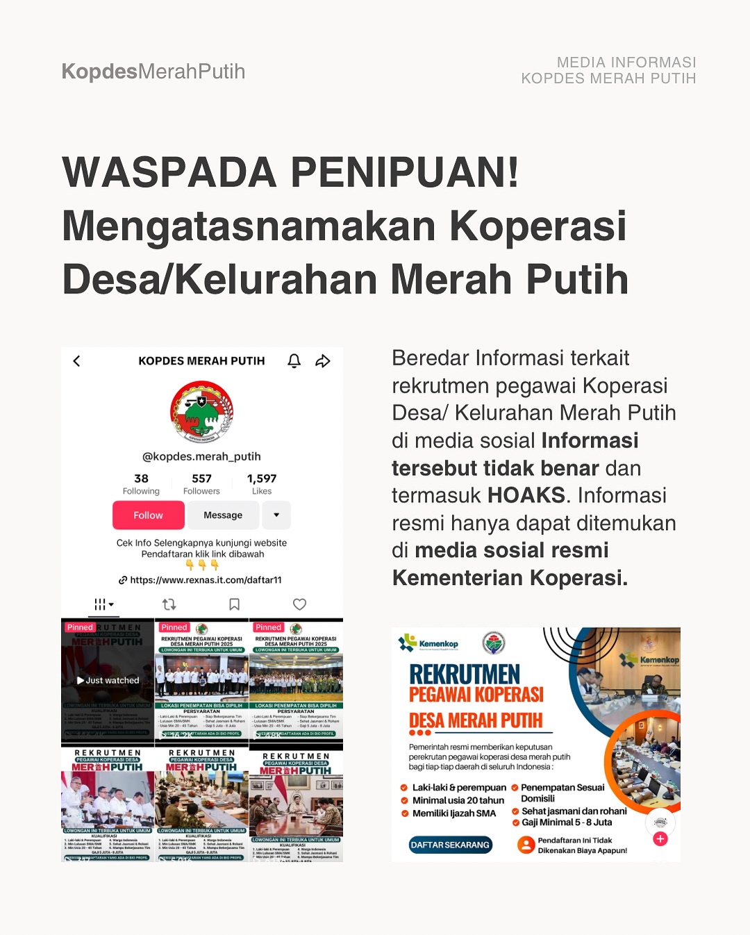 WASPADA ⚠️ INFORMASI RESMI HANYA ADA DI MEDIA SOSIAL