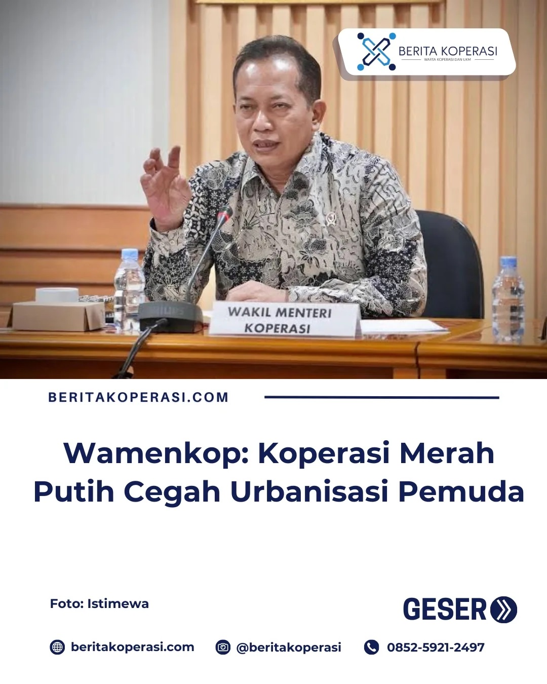 Wamenkop: Koperasi Merah Putih Cegah Urbanisasi Pemuda