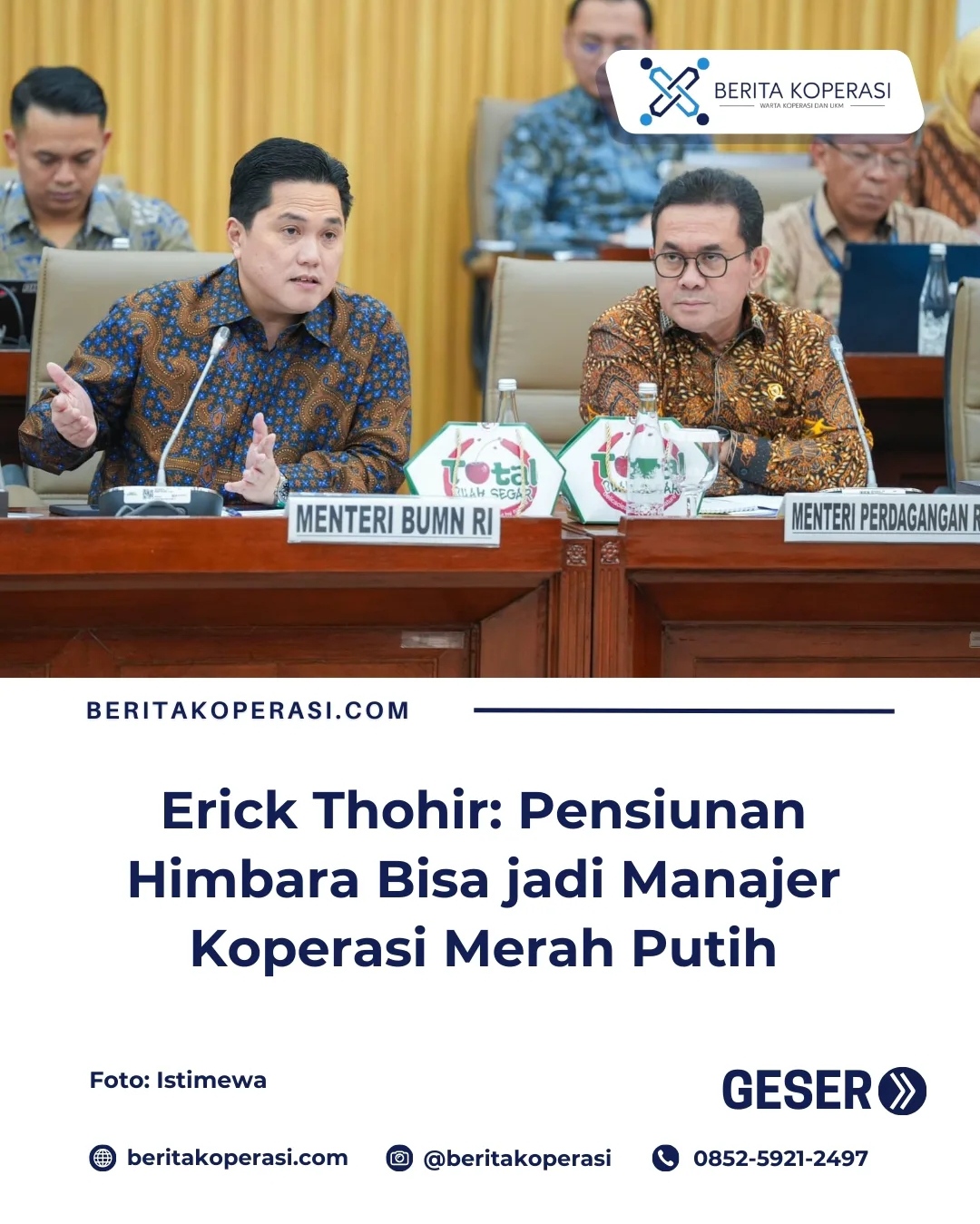 Jika Kopdes Gagal, Erick Thohir: Tidak Usah Bicara Koperasi Lagi