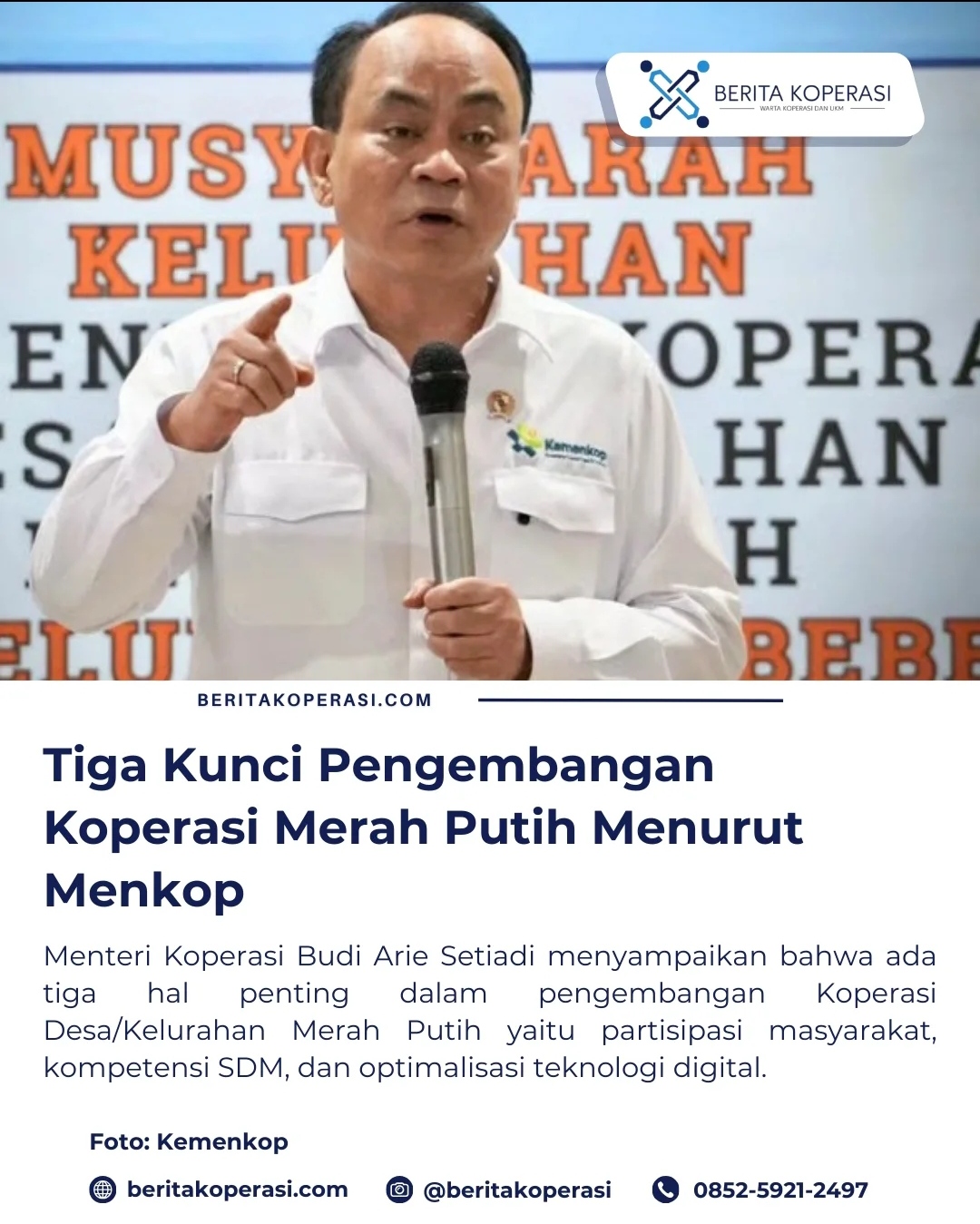 Tiga Kunci Pengembangan Kopdes Merah Putih Menurut Menkop