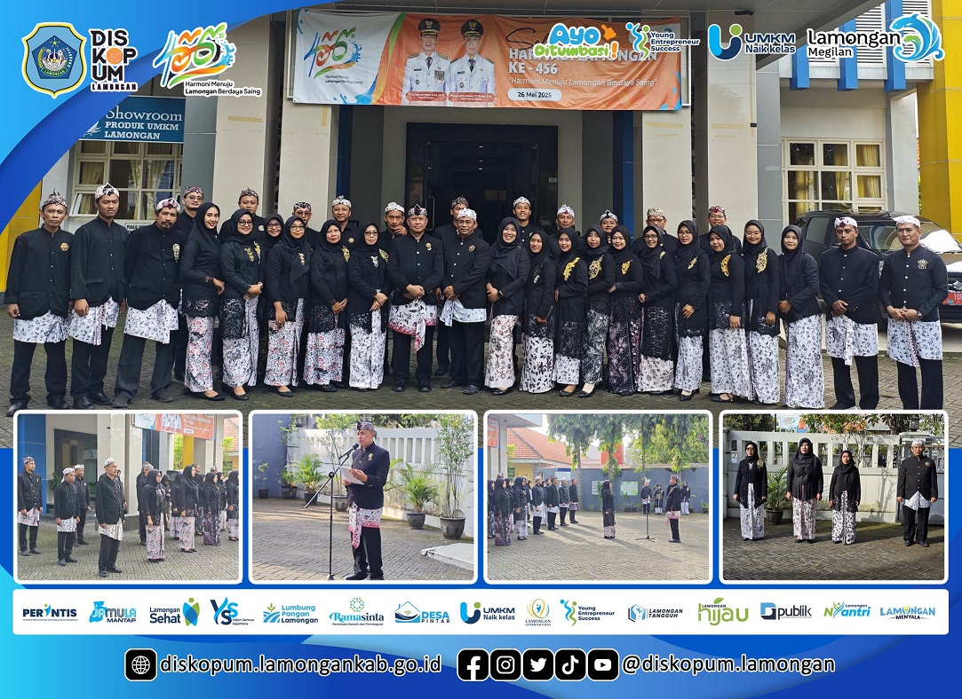 Upacara dalam rangka Hari Jadi Lamongan ke-456 di halaman Dinas Koperasi dan Usaha Mikro Kab. Lamongan