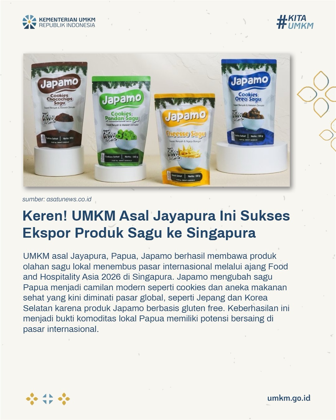 Foto: Keren! UMKM Asal Jayapura Ini Sukses Ekspor Produk Sagu ke Singapura
