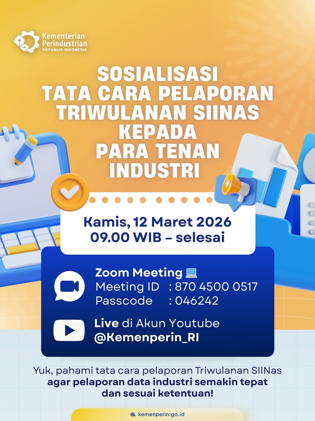 Foto: Sosialisasi Tata Cara Pelaporan Triwulanan SIINAS Kepada Para Tenan Industri