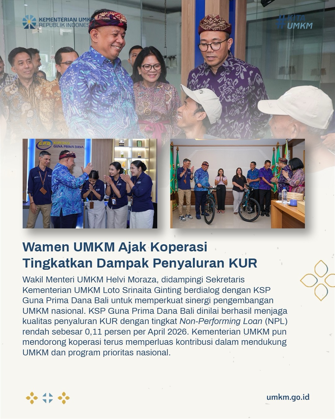 Foto: Wamen UMKM Ajak Koperasi Tingkatkan Dampak Penyaluran KUR