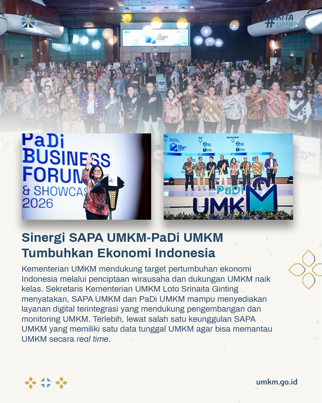 Foto: Sinergi SAPA UMKM-PaDi UMKM Tumbuhkan Ekonomi Indonesia