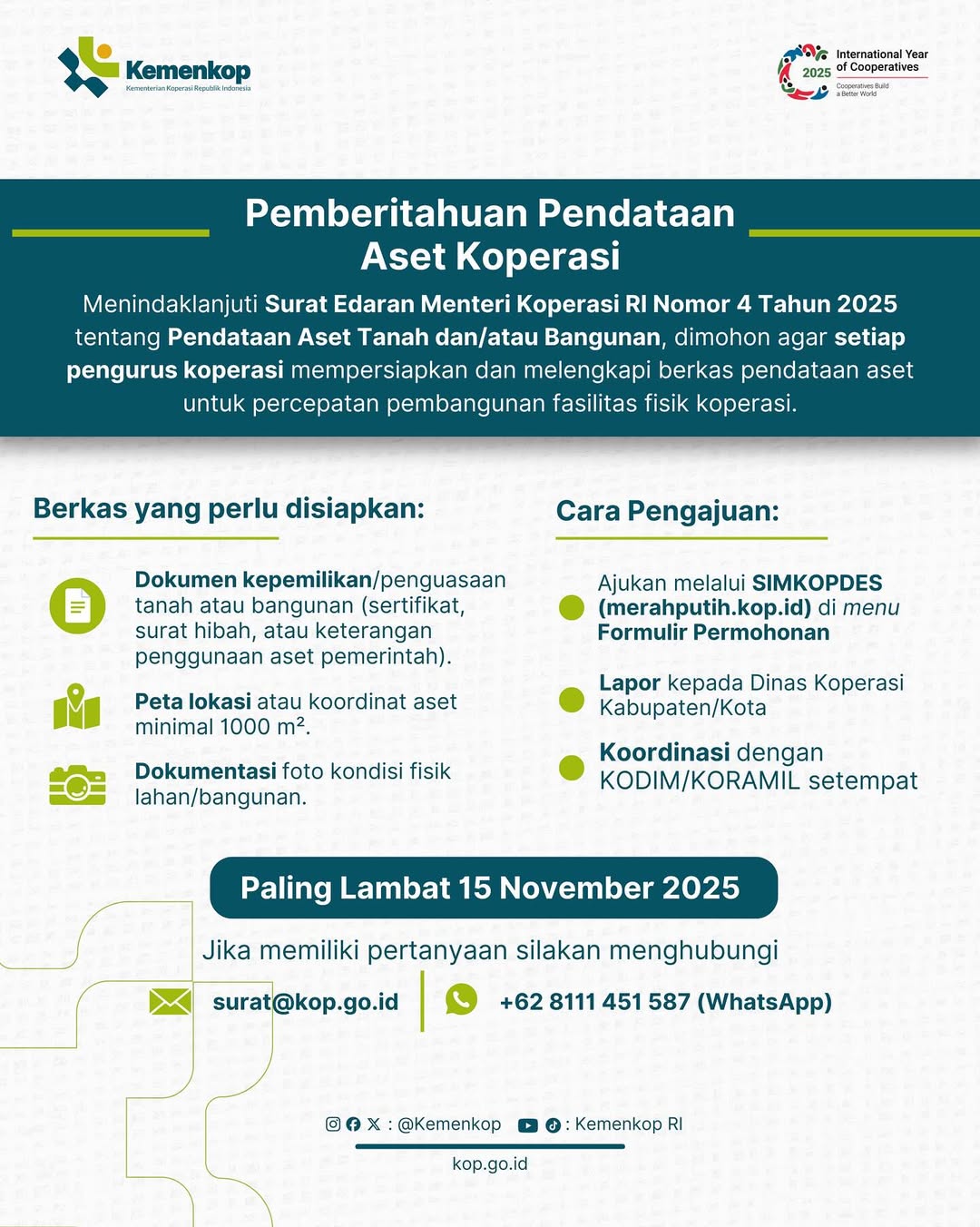 Foto: Pemberitahuan Pendataan Aset Koperasi