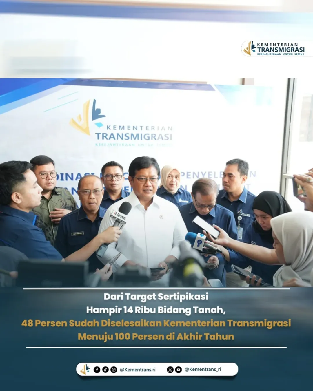 Foto: DARI TARGET SERTIPIKASI HAMPIR 14 RIBU BIDANG TANAH, 48 PERSEN SUDAH DISELESAIKAN KEMENTERIAN TRANSMIGRASI MENUJU 100 PERSEN DI AKHIR TAHUN