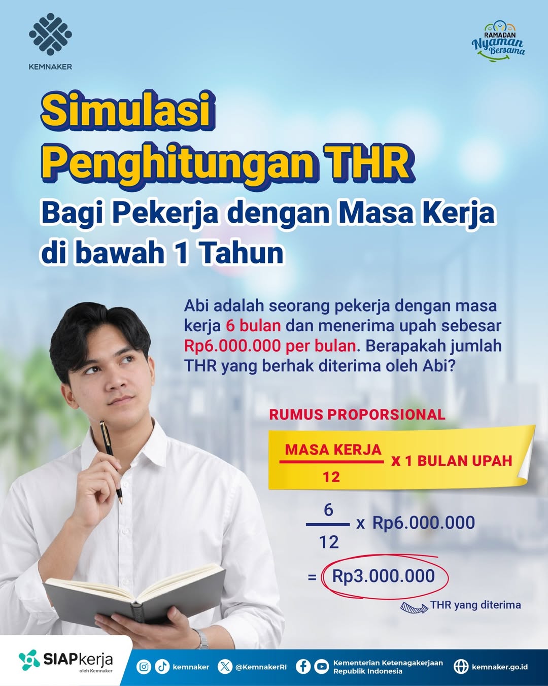 Foto: SIMULASI PENGHITUNGAN THR BAGI PEKERJA DENGAN MASA KERJA DI BAWAH 1 TAHUN