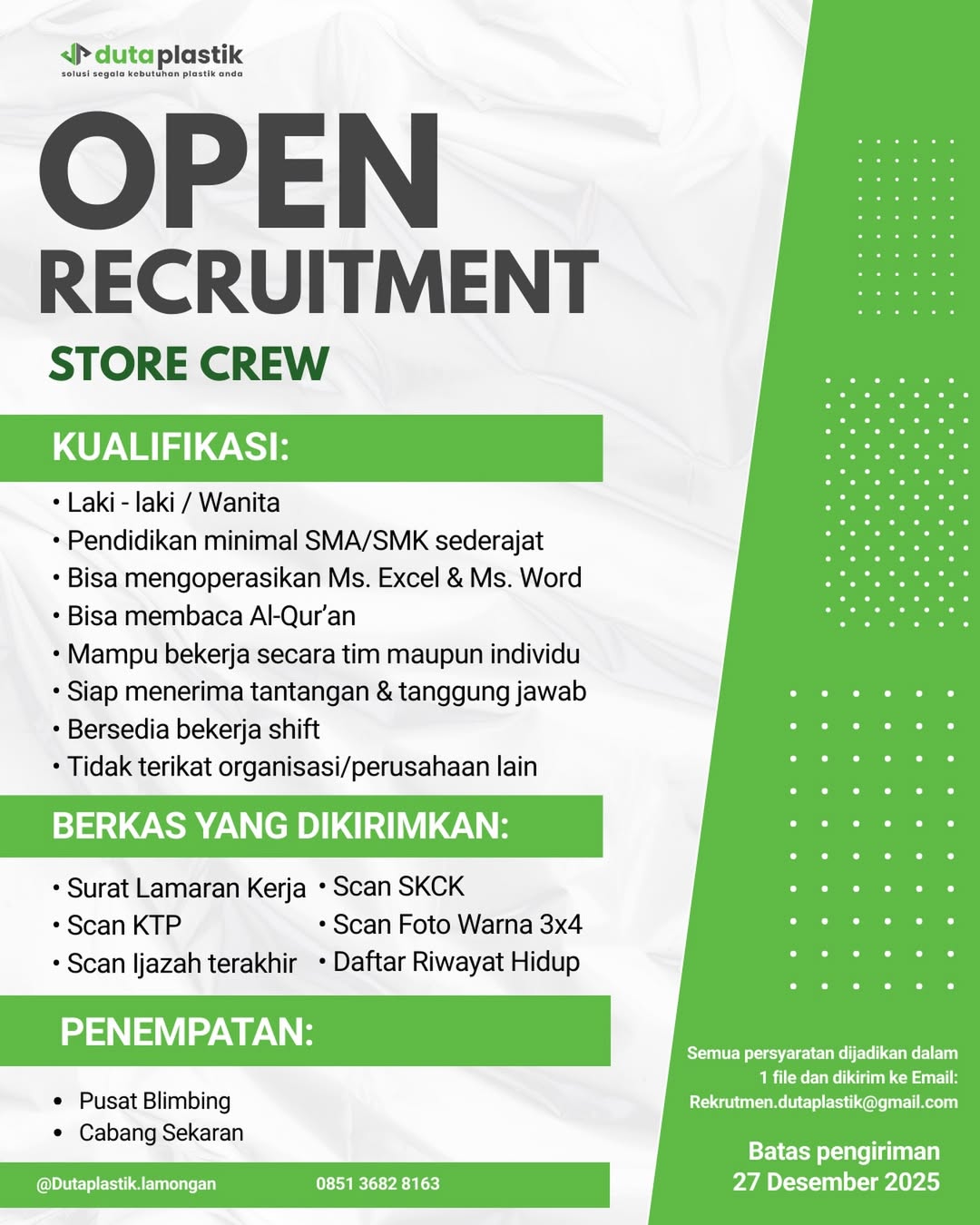 Foto: LOKER DUTA PLASTIK