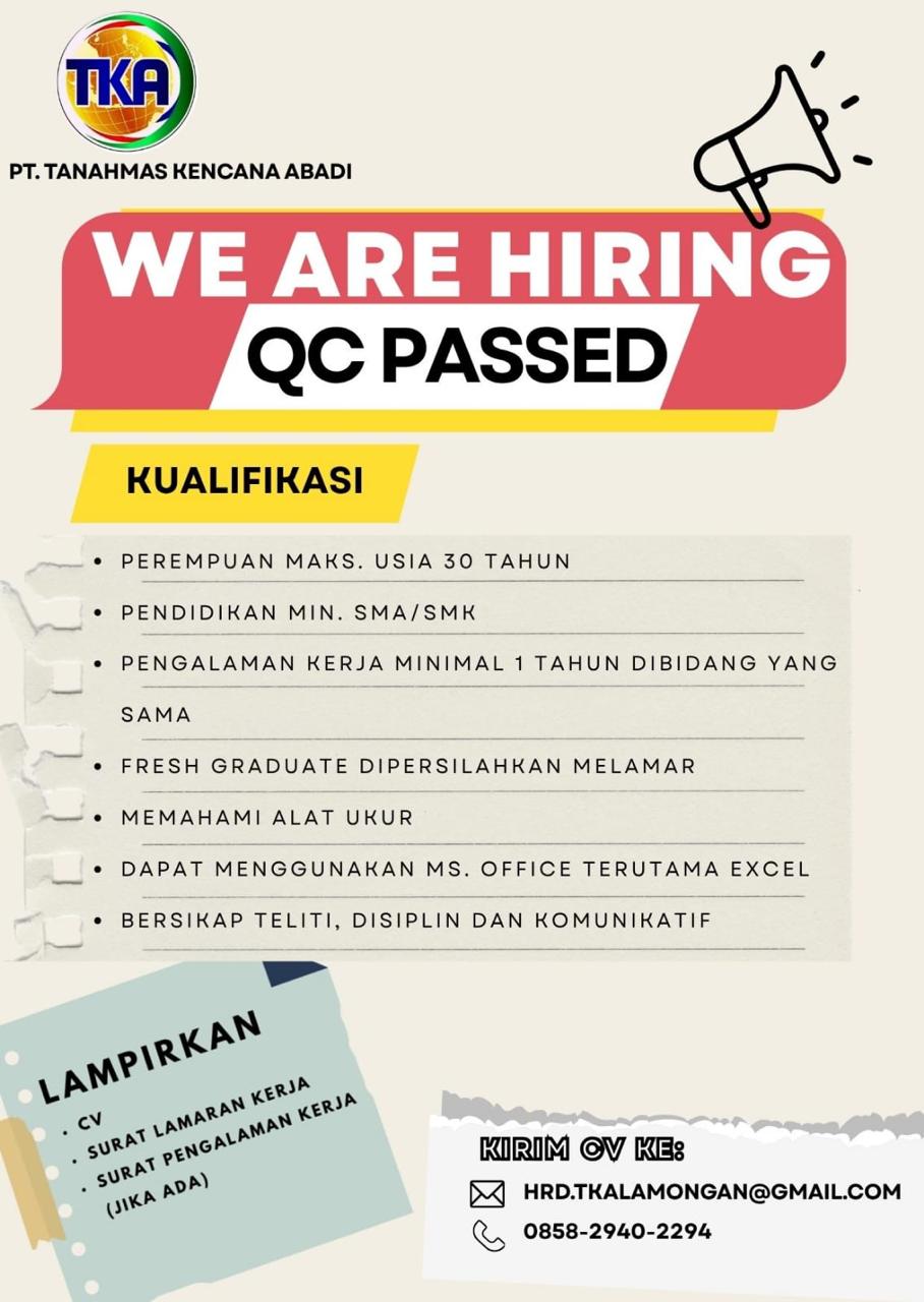 Foto: LOKER PT. TANAHMAD KENCANA ABADI