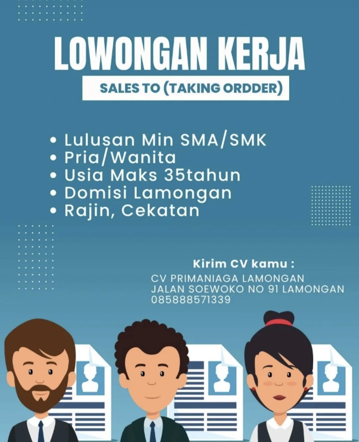 Foto: LOKER CV. PRIMA NIAGA LAMONGAN