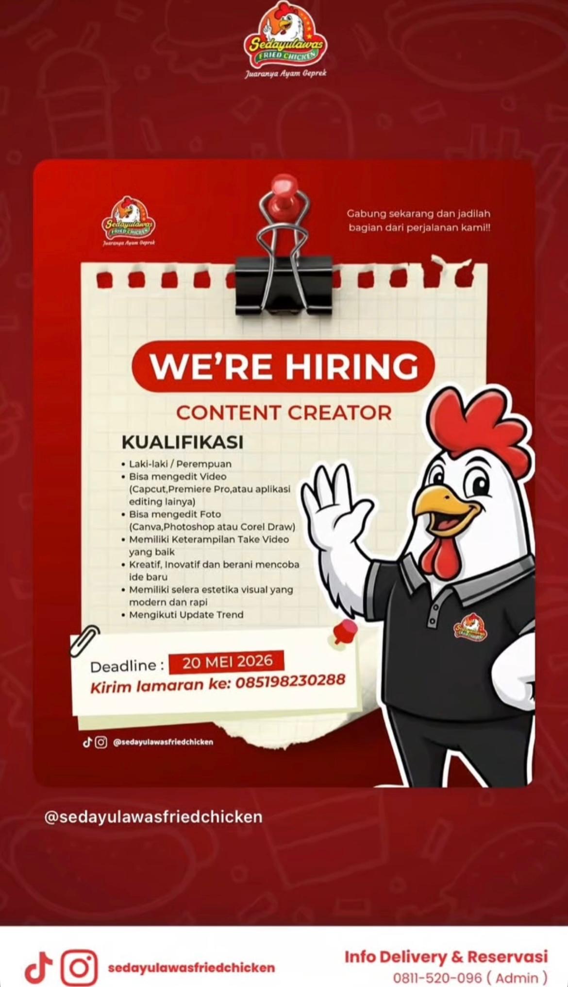 Foto: LOKER SEDAYU LAWAS FRIED CHICKEN
