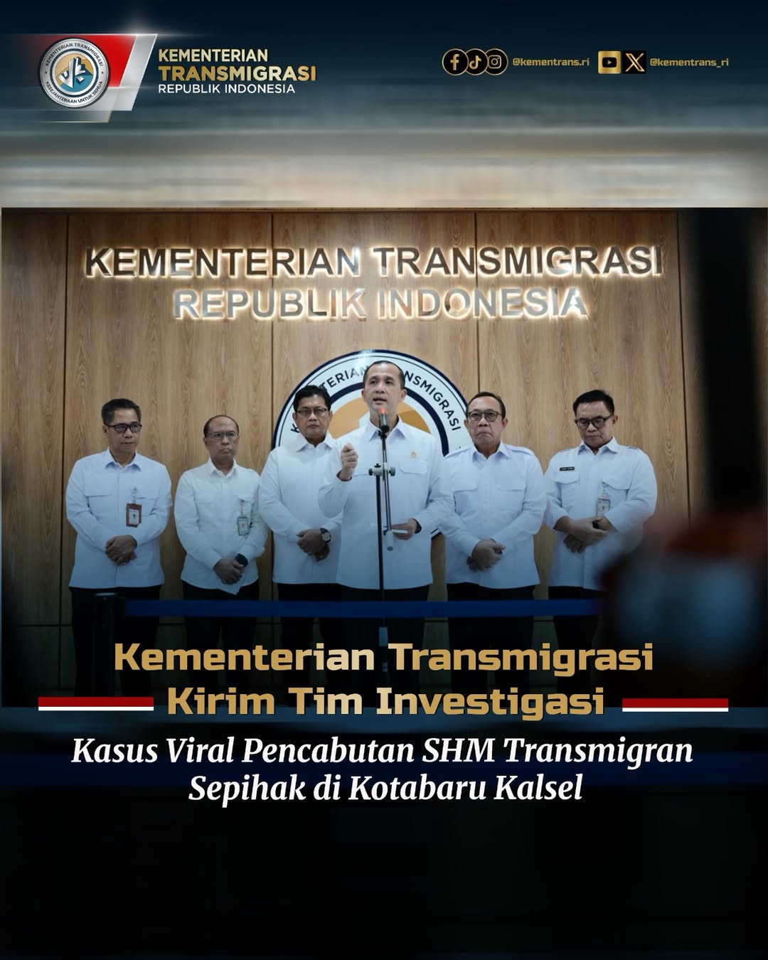 Foto: KEMENTERIAN TRANSMIGRASI KIRIM TIM INVESTIGASI KASUS VIRAL PENCABUTAN SHM TRANSMIGRAN SEPIHAK DI KOTABARU KALSEL