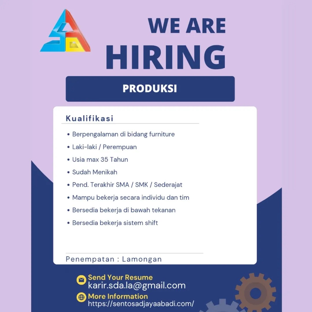 Foto: LOKER PT. SENTOSA DJAYA ABADI