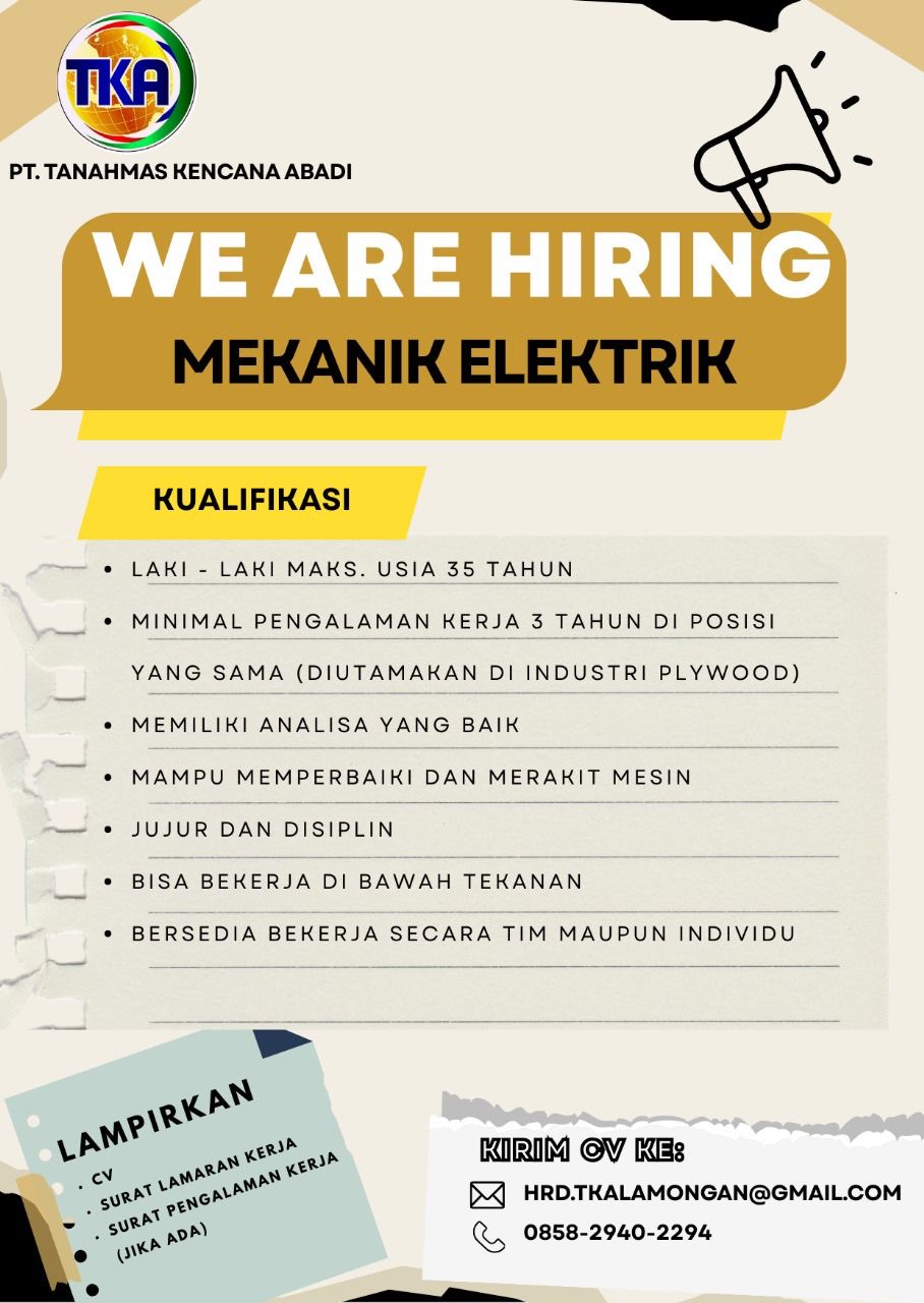 Foto: LOKER PT. TANAH MAS KENCANA ABADI