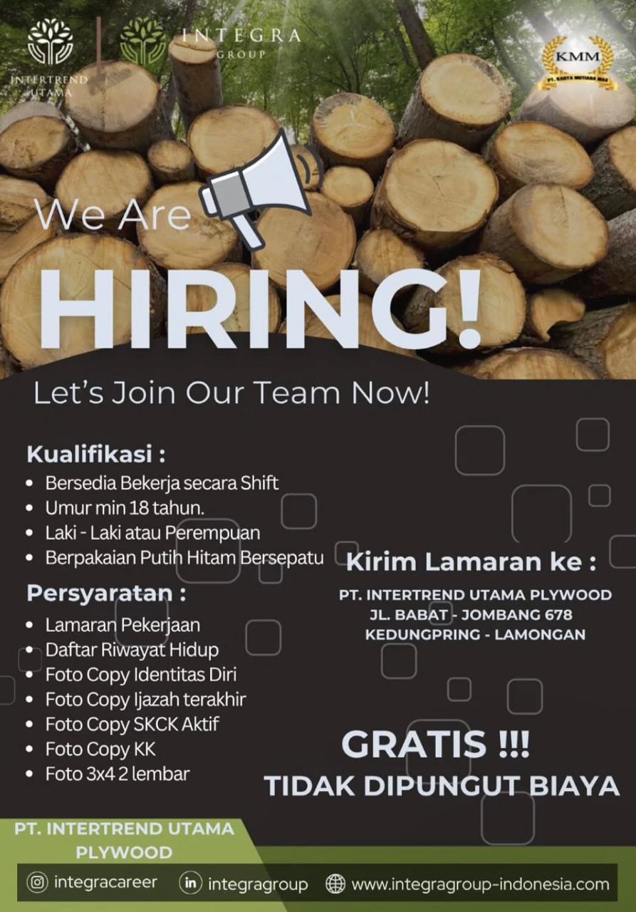 Foto: LOKER PT. INTERTREND UTAMA PLYWOOD
