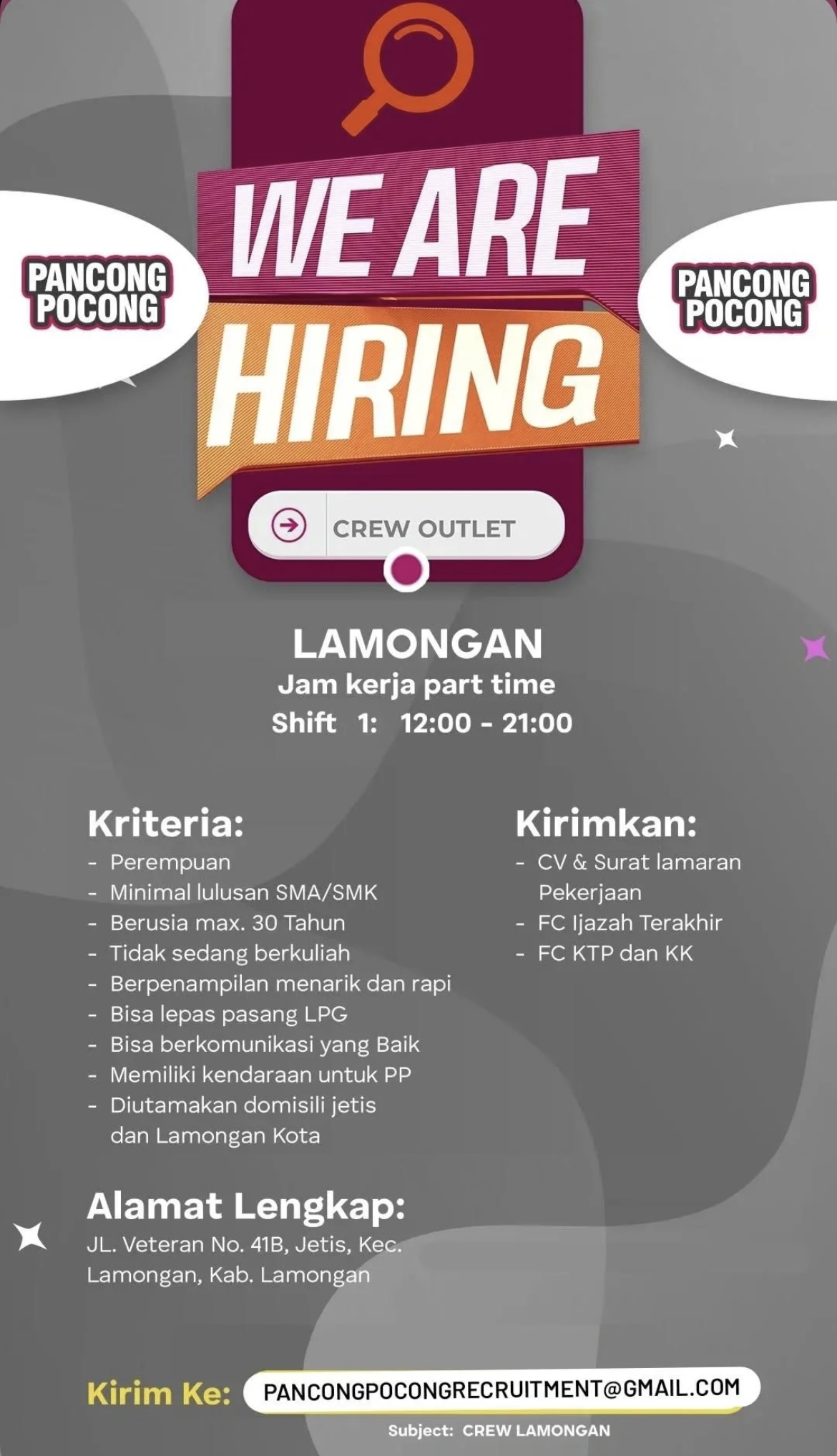 Foto: LOKER PANCONG POCONG