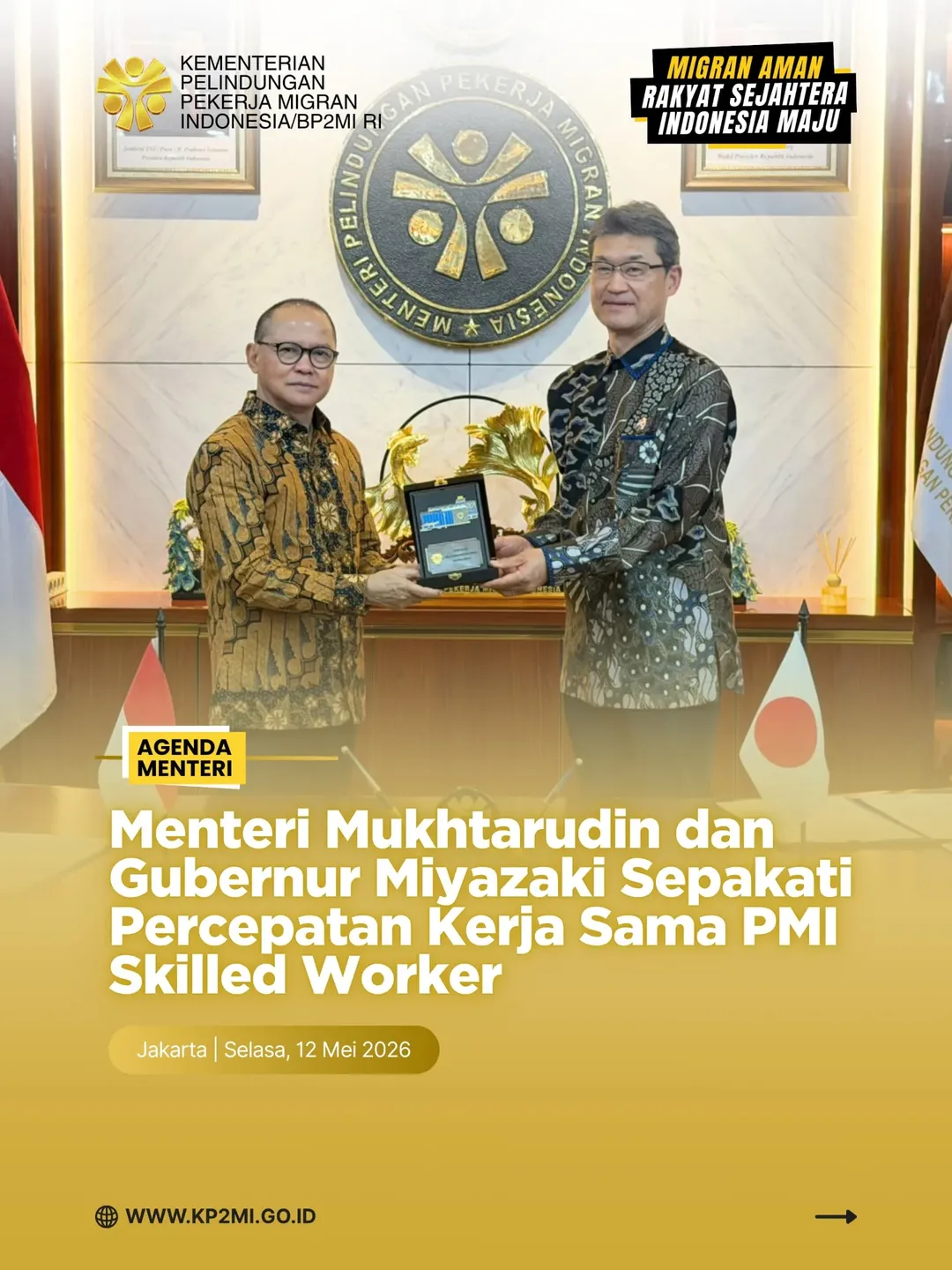 Foto: MENTERI MUKHTARUDIN DAN GUBERNUR MIYAZAKI SEPAKATI PERCEPATAN KERJA SAMA PMI SKILLED WORKER