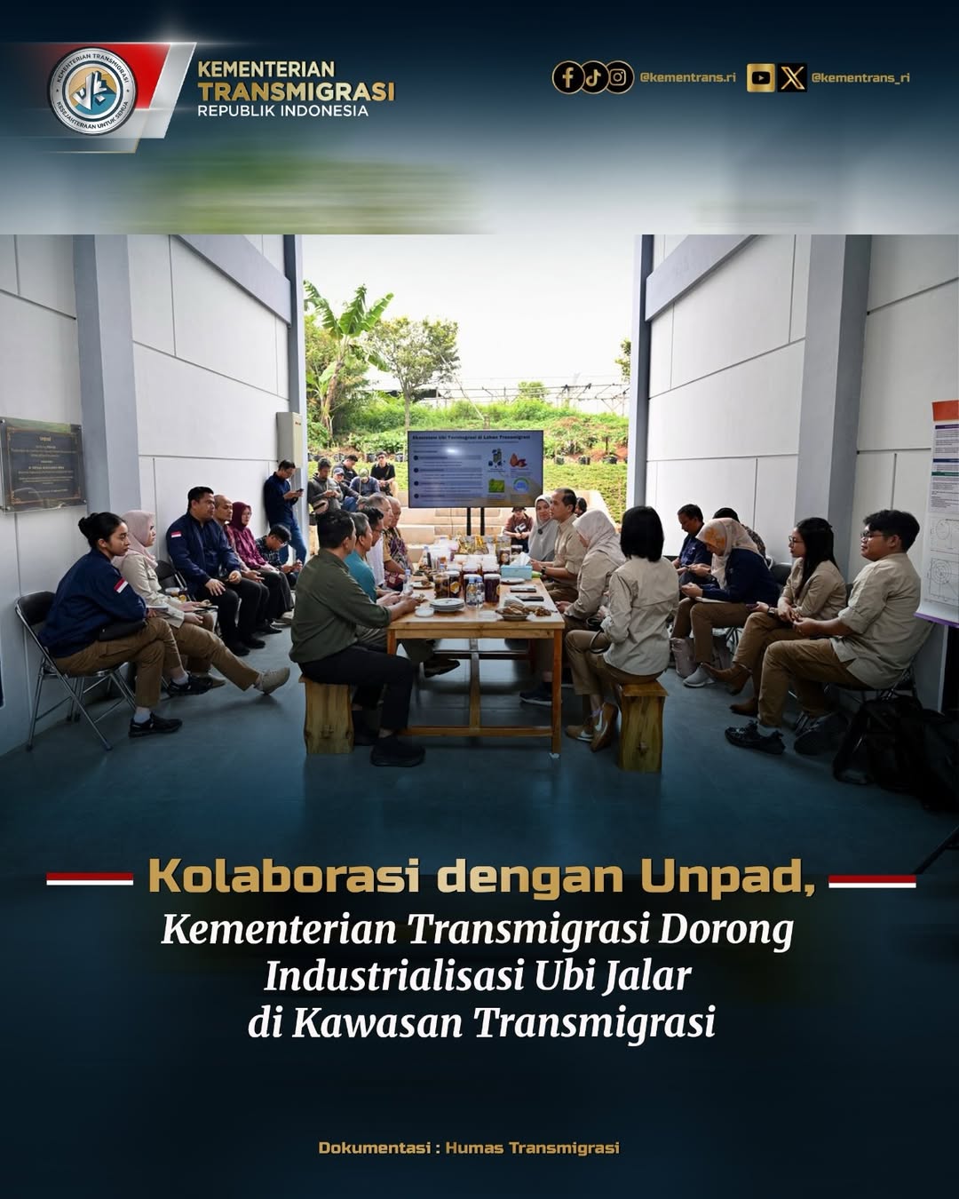 Foto: KOLABORASI DENGAN UNPAD, KEMENTERIAN TRANSMIGRASI DORONG INDUSTRIALISASI UBI JALAR DI KAWASAN TRANSMIGRASI