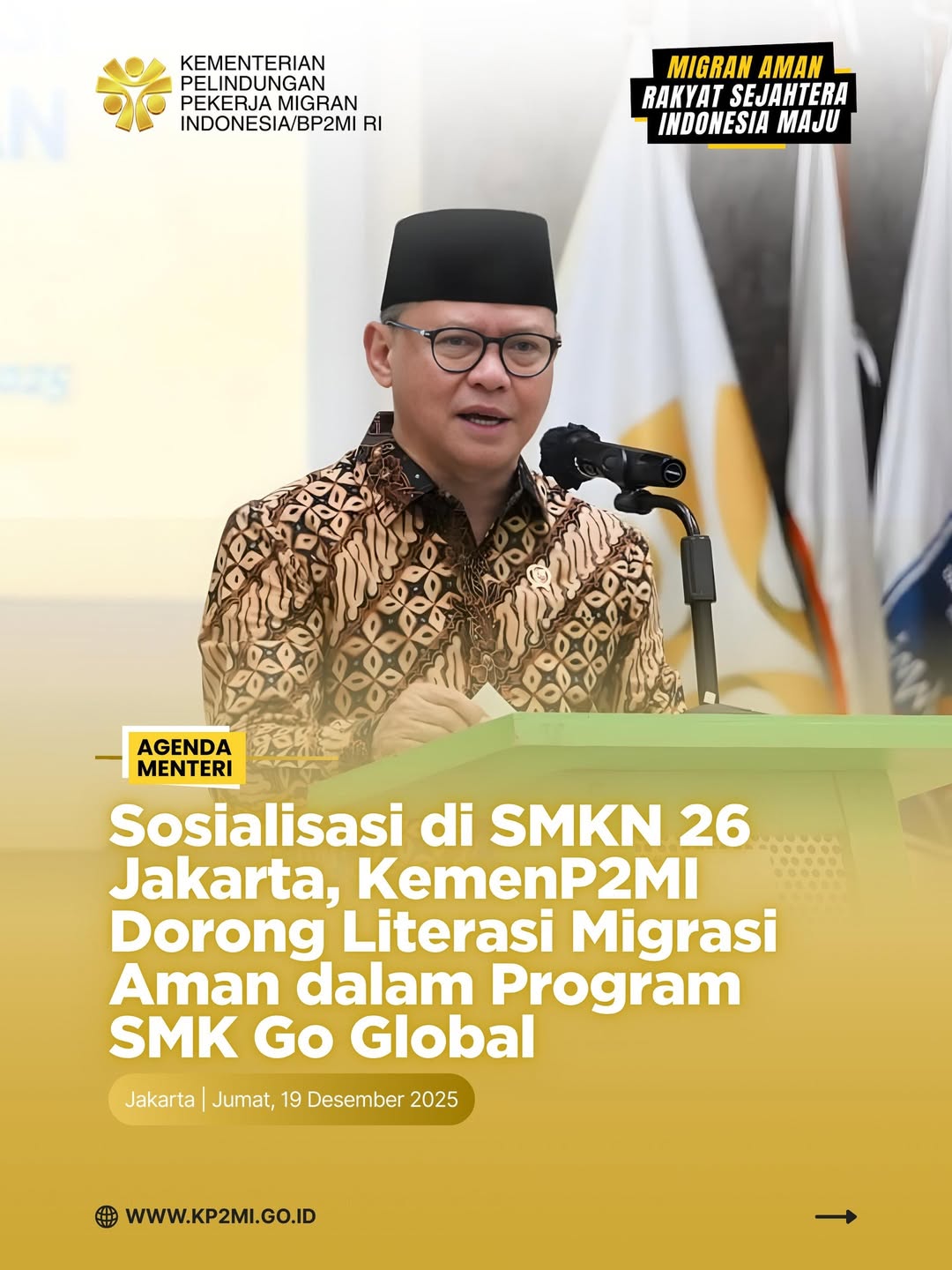 Foto: SOSIALISASI DI SMKN 26 JAKARTA, KEMENP2MI DORONG LITERASI MIGRASI AMAN DALAM PROGRAM SMK GO GLOBAL