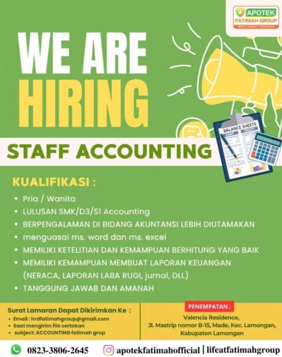 Foto: LOKER APOTEK FATIMAH GROUP