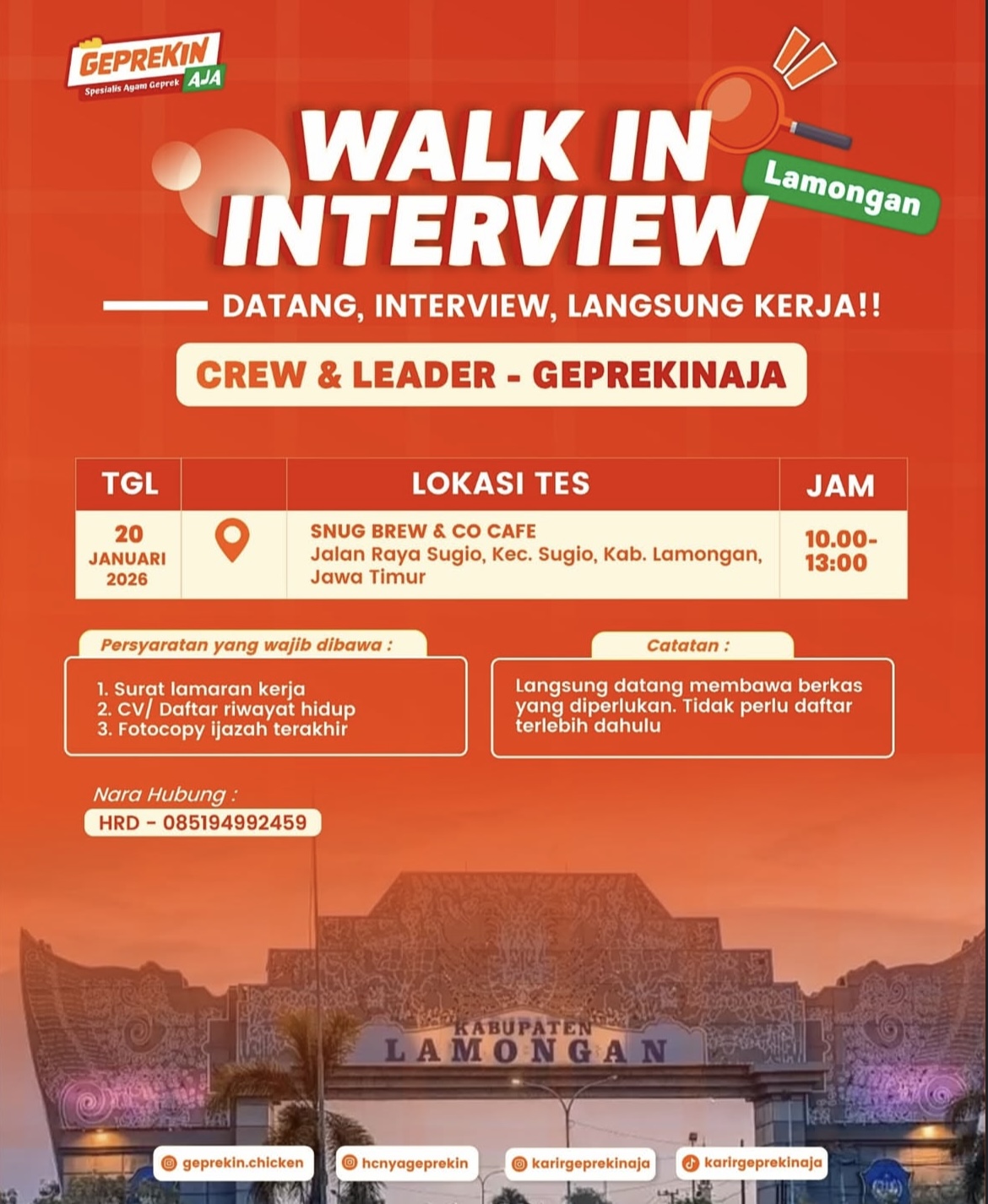 Foto: LOKER GEPREKIN AJA