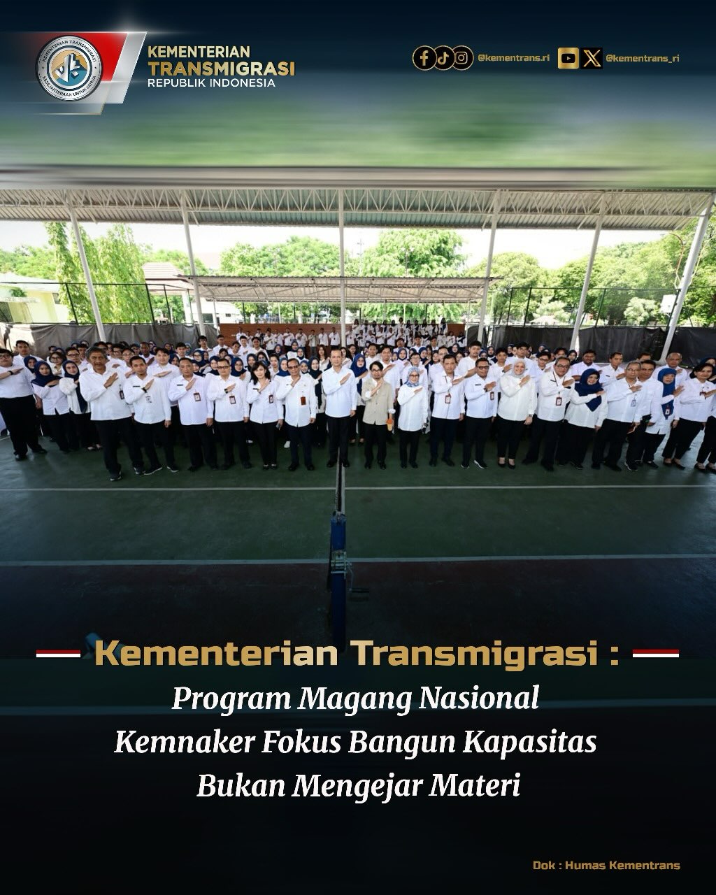 Foto: KEMENTERIAN TRANSMIGRASI : PROGRAM PEMAGANGAN NASIONAL KEMNAKER FOKUS BANGUN KAPASITAS BUKAN MENGEJAR MATERI
