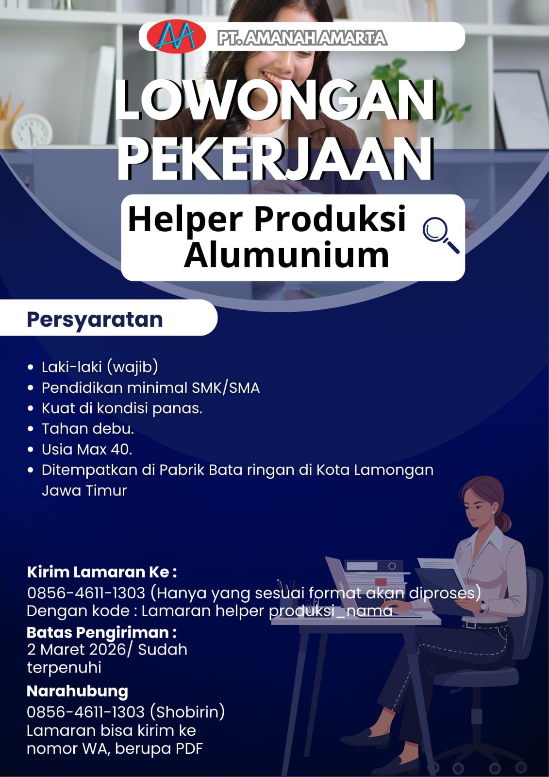 Foto: LOKER PT. AMANAH AMARTA