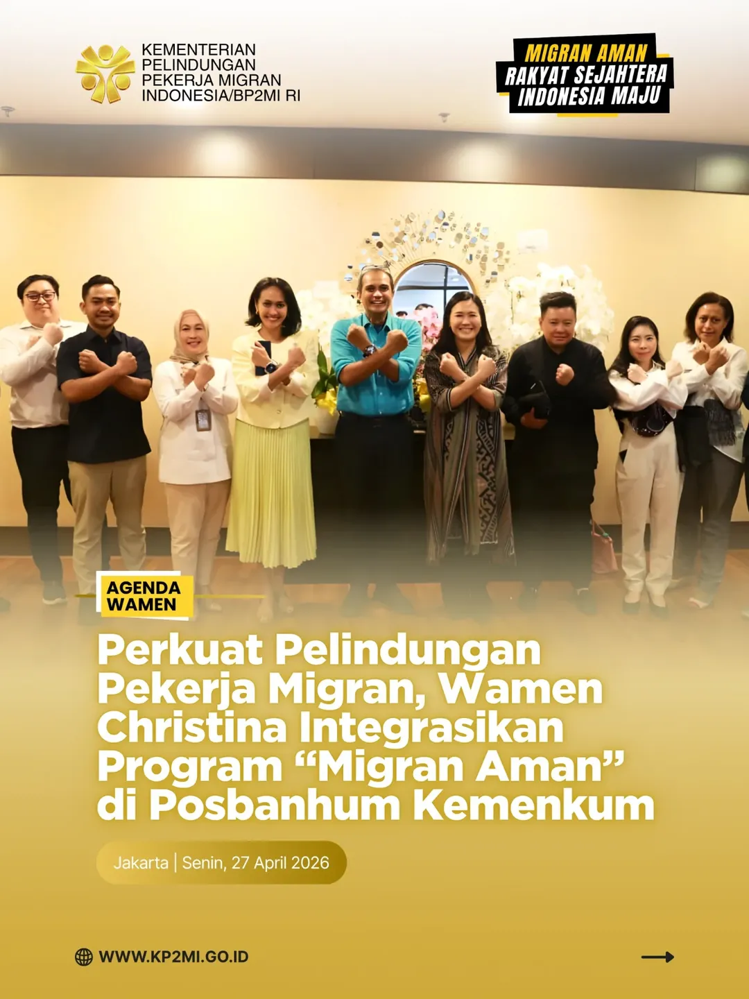 Foto: PERKUAT PELINDUNGAN PEKERJA MIGRAN, WAMEN CHRISTINA INTEGRASIKAN PROGRAM "MIGRAN AMAN" DI POSBANHUM KEMENKUM