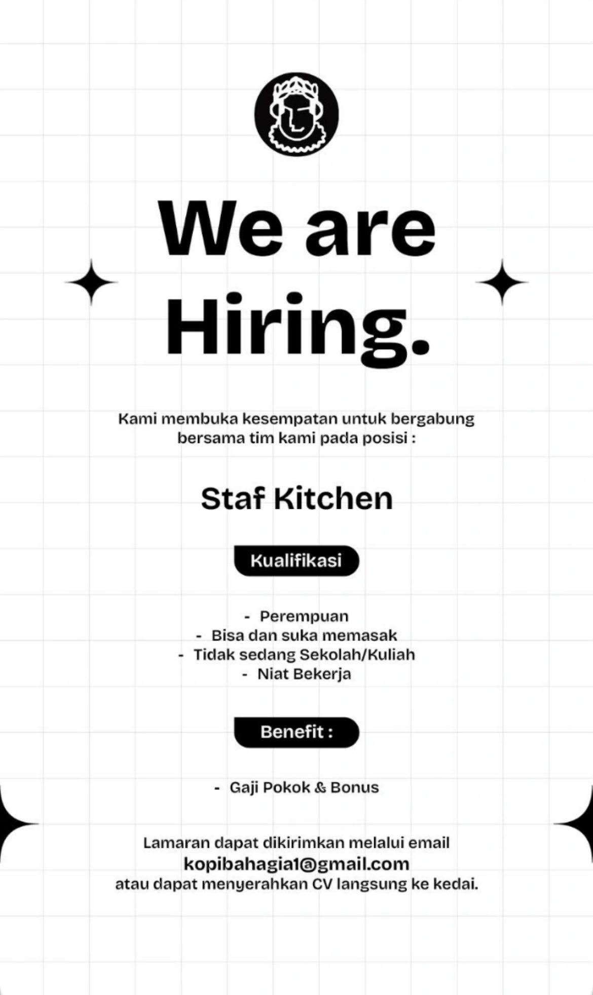 Foto: LOKER KEDAI BAHAGIA