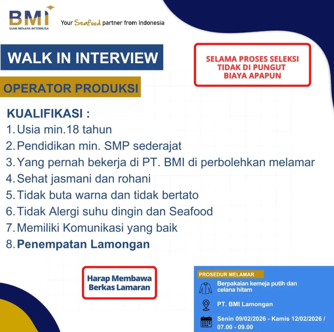 Foto: LOKER PT. BMI (Bumi Menara Internusa)