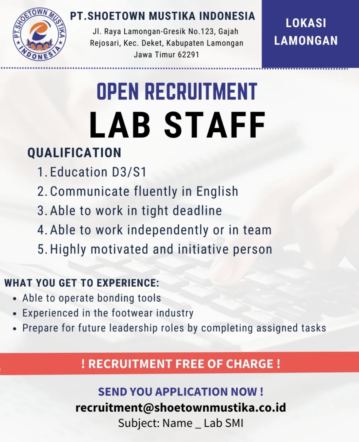 Foto: LOKER PT. SHOETOWN MUSTIKA INDONESIA