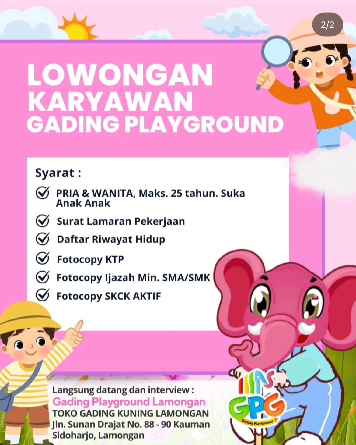 Foto: LOKER GADING PLAYGROUND LAMONGAN