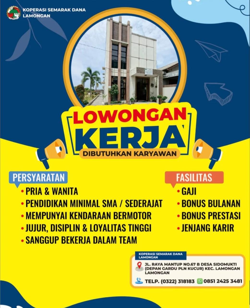 Foto: LOKER KOPERASI SEMARAK DANA LAMONGAN