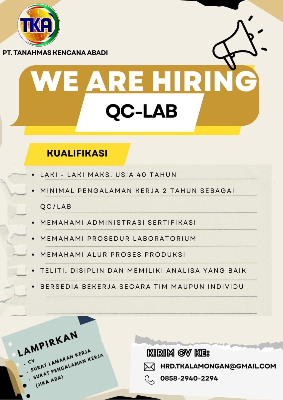 Foto: LOKER PT. TANAHMAS KENCANA ABADI