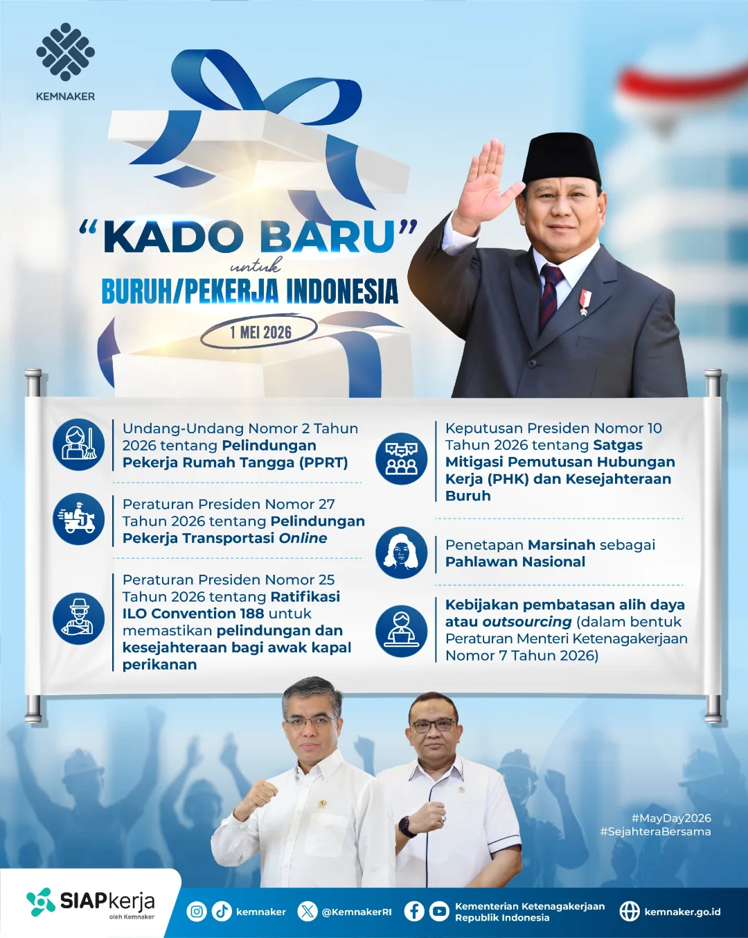 Foto: KADO PRESIDEN PRABOWO UNTUK PEKERJA/BURUH DI MOMEN MAY DAY 2026