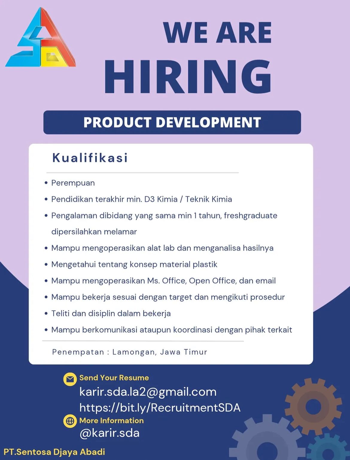 Foto: LOKER PT. SENTOSA DJAYA ABADI