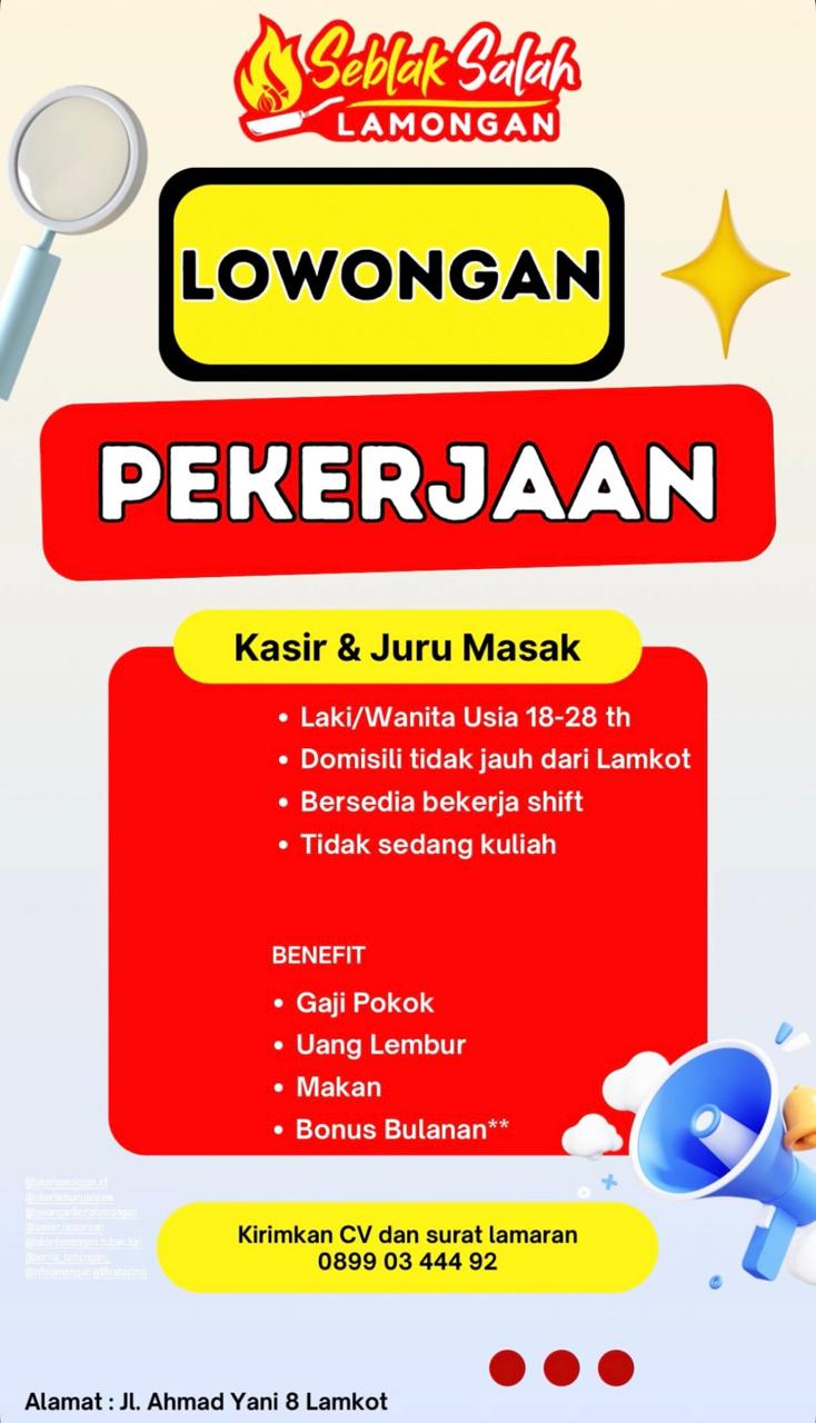 Foto: LOKER SEBLAK SALAH LAMONGAN